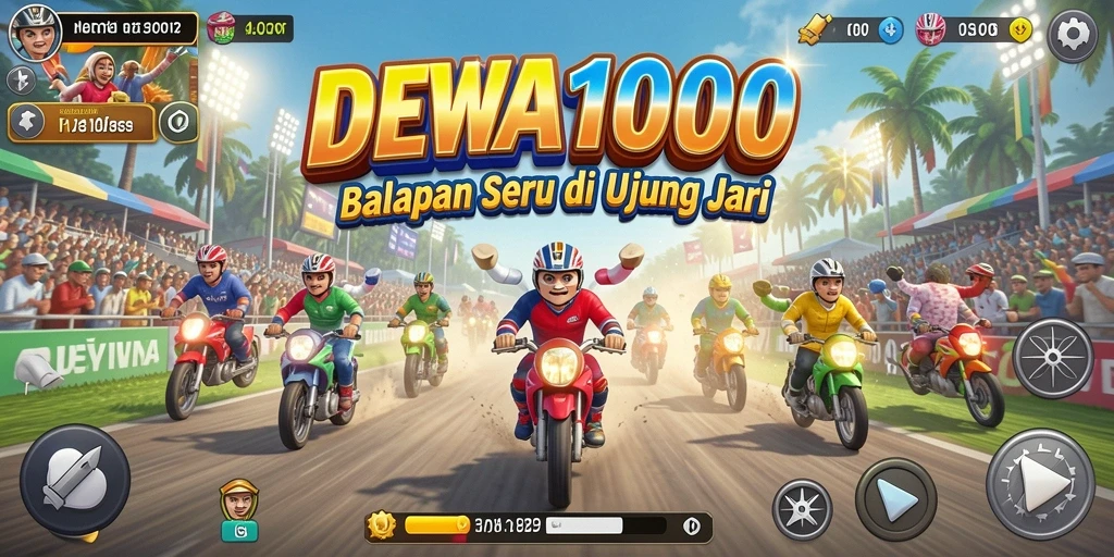 Tampilan gameplay DEWA1000 yang mendebarkan dan penuh aksi balapan.