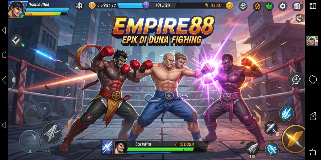 Screenshot dari gameplay EMPIRE88 menunjukkan pertarungan mendebarkan dengan karakter unik.