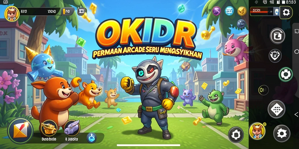 Tangkapan layar utama OKIDR menampilkan gameplay seru dengan berbagai level menantang.